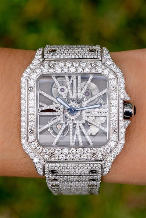 cartier santos skeleton diamond.